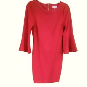 Calvin Klein Red Bell-Sleeve Mini Dress